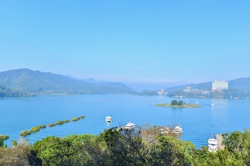 Fototapeta na wymiar Aerial View of Sun Moon Lake in Nantou County 