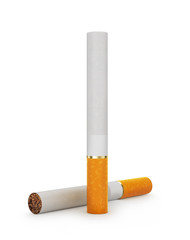 две сигареты, изолированных на белом фоне. 3d иллюстрации