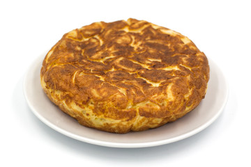 Traditional Spanish tortilla isolated on white background