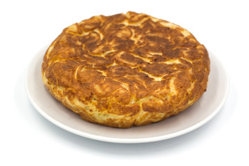 Traditional Spanish tortilla isolated on white background