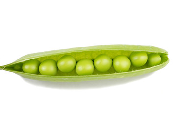 Green peas on a white background