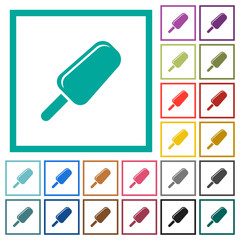 Ice lolly flat color icons with quadrant frames