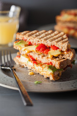 grilled cheese sandwich with avocado and tomato