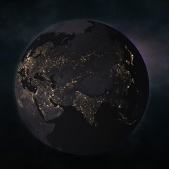 Night globe with city lights