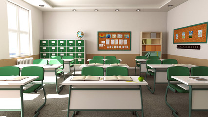 The interior of classroom (3D rendering) 