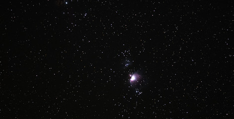 Night time sky with Orion nebula
