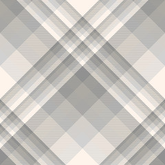 Plaid check pattern in shades of grey and beige. Seamless fabric texture for digital textile printing. Vector graphic. 