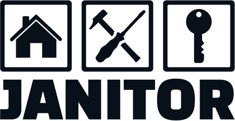 Janitor with job icons