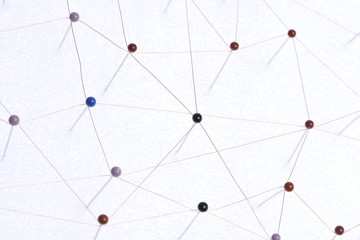 Network between pin, social media and internet concept