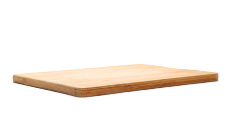 Wooden chopping board isolated on white background