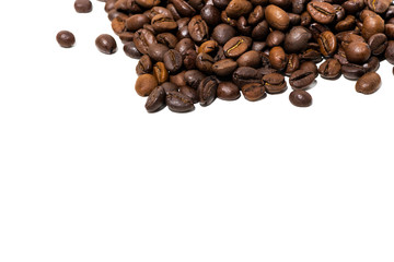 white background for text and coffee beans