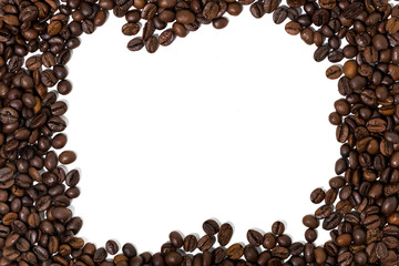 white background with coffee beans