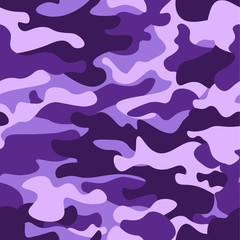Fototapeta na wymiar Military camouflage seamless pattern, purple monochrome. Classic clothing style masking camo repeat print. ruby colors texture. Design element. Vector illustration.