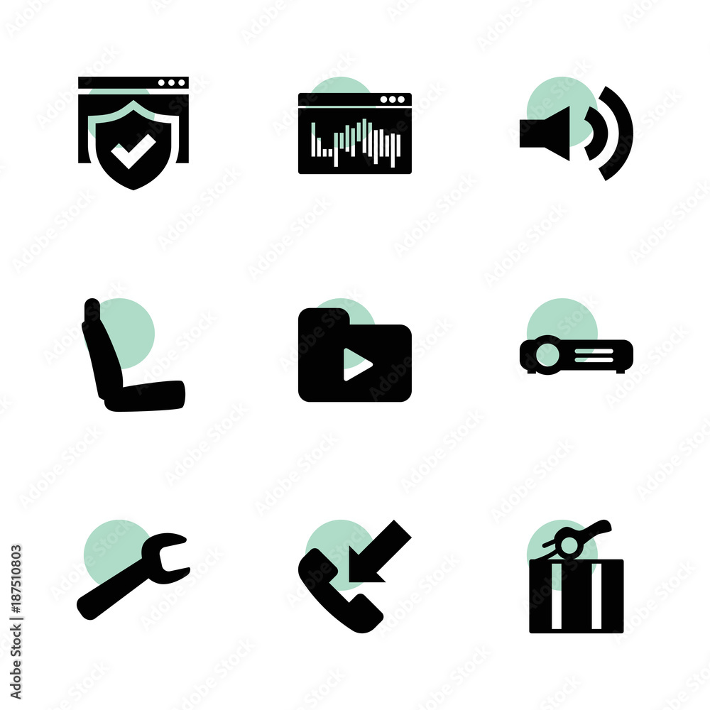 Poster interface icons. vector collection filled interface icons set.