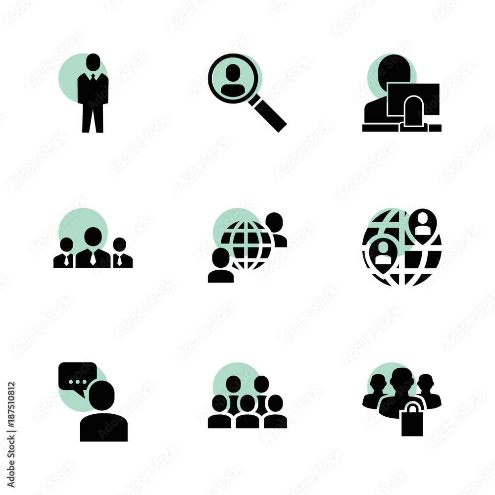 Poster user icons. vector collection filled user icons set.