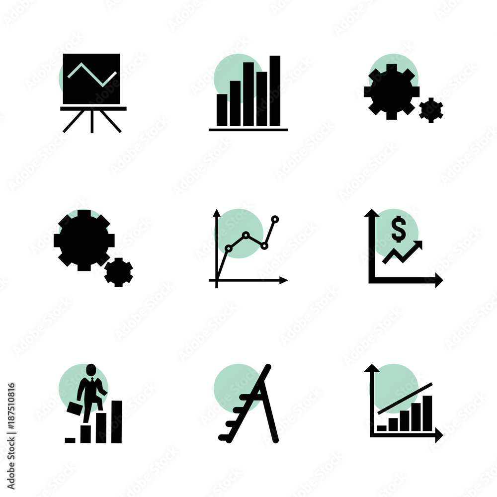 Poster progress icons. vector collection filled progress icons set.