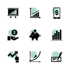 Profit icons. vector collection filled profit icons set.