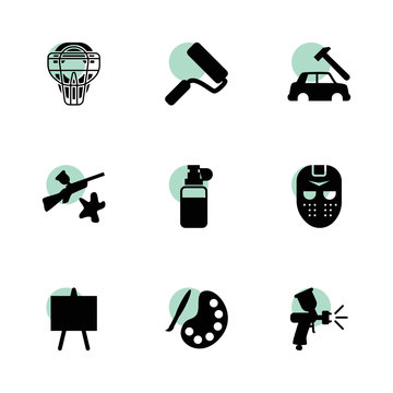 Paint icons. vector collection filled paint icons set.