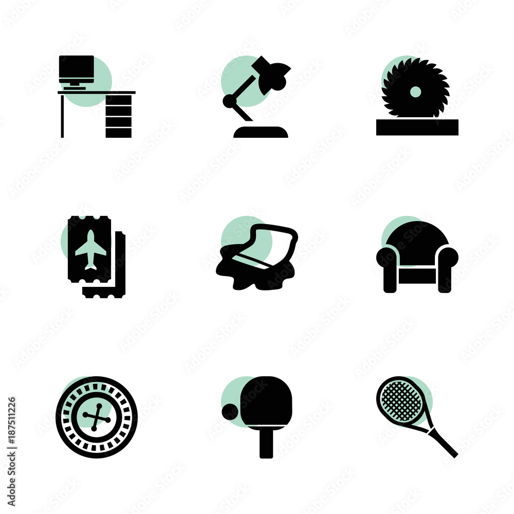 Poster table icons. vector collection filled table icons set.