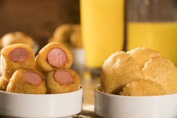 Mixed brazilian snack on the table.