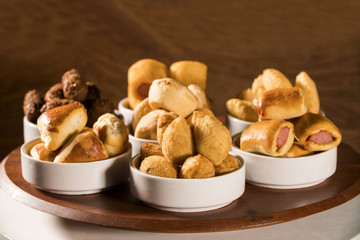 Mixed brazilian snack on the table.