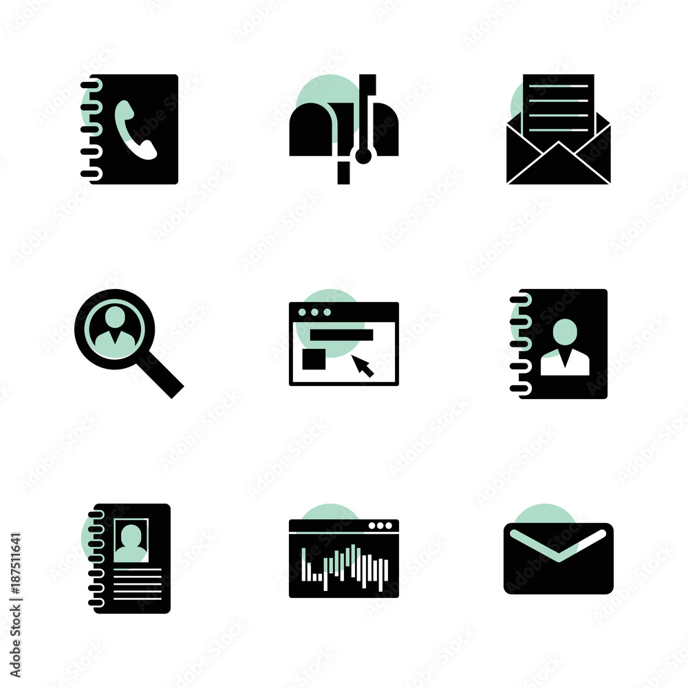 Poster address icons. vector collection filled address icons set.