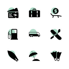Travel icons. vector collection filled travel icons set.