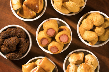 Mixed brazilian snack on the table.