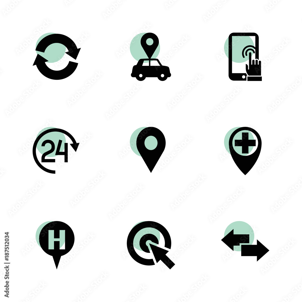 Poster pointer icons. vector collection filled pointer icons set.