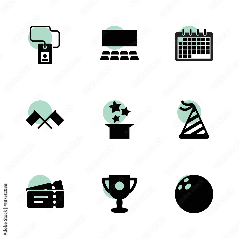Poster event icons. vector collection filled event icons set.