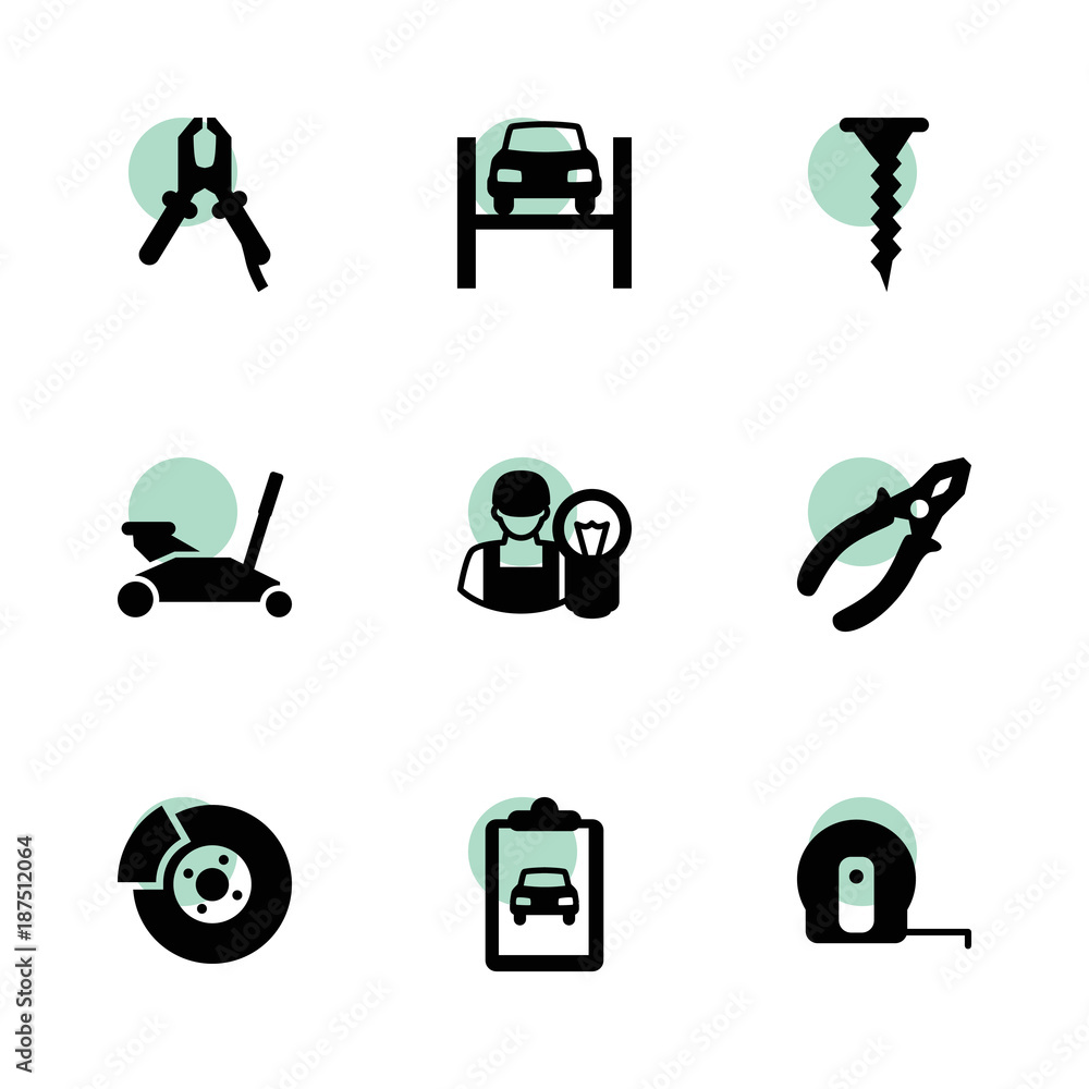 Poster fix icons. vector collection filled fix icons set.