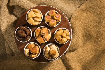 Mixed brazilian snack on the table.