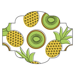 frame with fruits pattern background