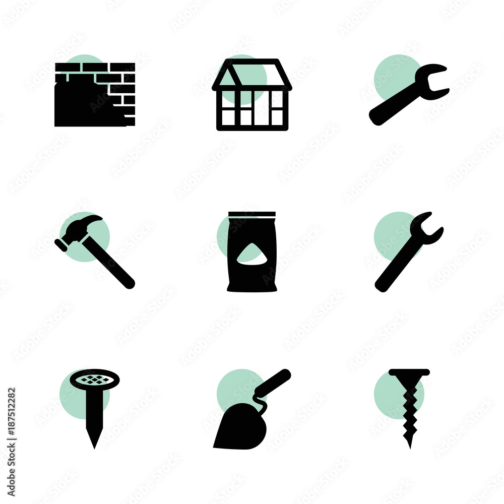 Aufkleber build icons. vector collection filled build icons set.
