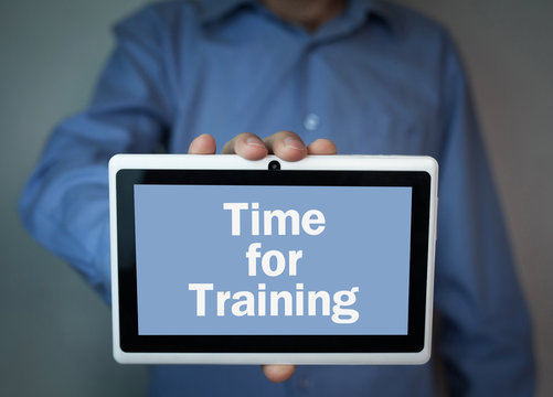 Time for training text on a digital tablet.