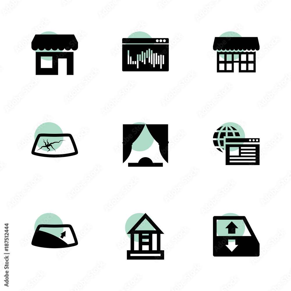 Poster window icons. vector collection filled window icons set.
