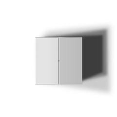 Closed white box isolated on a white background. Top view. Vector illustration