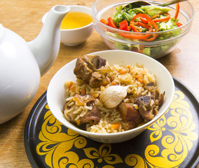 Asian rice - Plov with meat and carrot