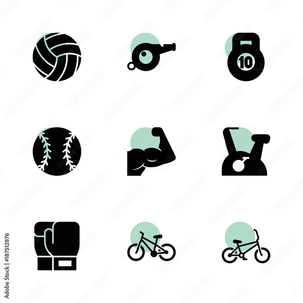 Poster exercise icons. vector collection filled exercise icons set.