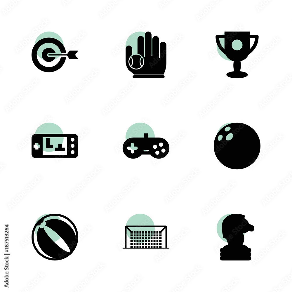 Poster game icons. vector collection filled game icons set.