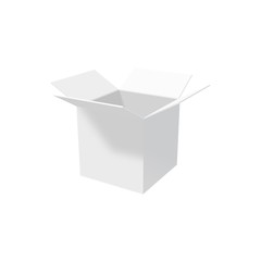 White empty open box isolated on a white background. Vector illustration