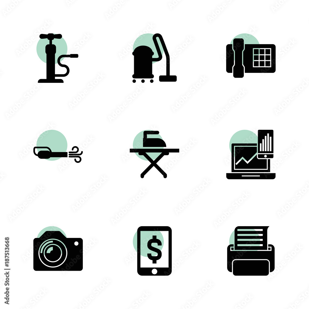 Poster device icons. vector collection filled device icons set.