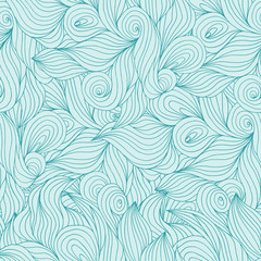 Seamless wave hand-drawn pattern, waves background