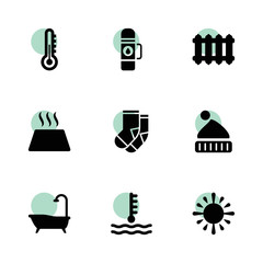 Warm icons. vector collection filled warm icons set.
