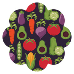 frame with vegetables pattern background