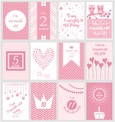 Fototapeta premium Montly Milestone baby card or background. vector illustration.