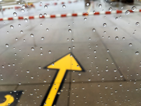 Raindrops on the plane's window