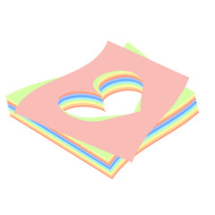 vector illustration of heart made of paper on white background