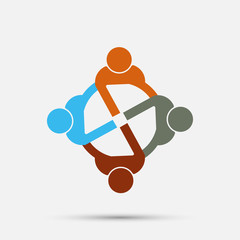 meeting room people logo.group of four persons in circle