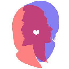 vector silhouette illustration of two loving people for Valentine's day